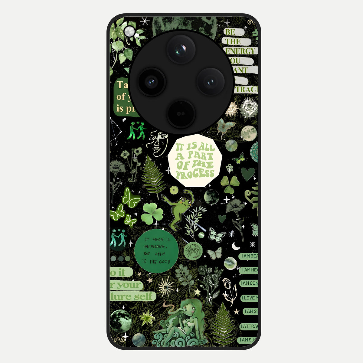  Green Mandala Pattern Glass Case For Oppo Find X8 back cover – full design glossy printed glass finish
