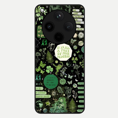  Green Mandala Pattern Glass Case For Oppo Find X8 back cover – full design glossy printed glass finish