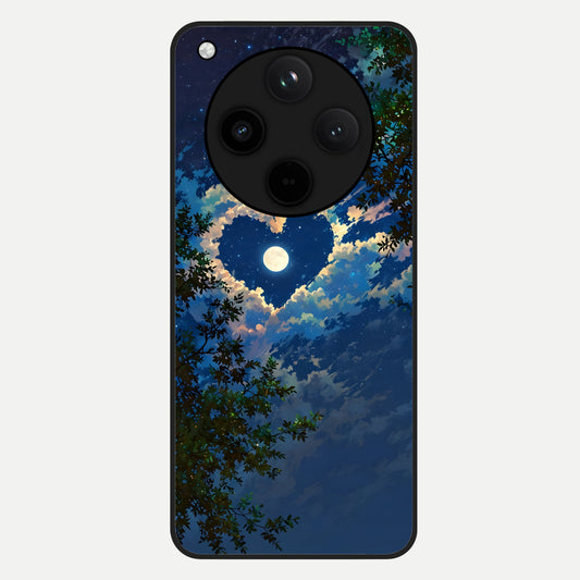  Heart With Moon Sky Glass Case For Oppo Find X8 back cover – full design glossy printed glass finish