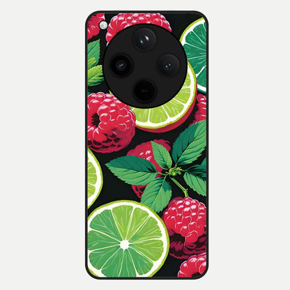  Lime and Raspberry Pattern Glass Case For Oppo Find X8 back cover – full design glossy printed glass finish