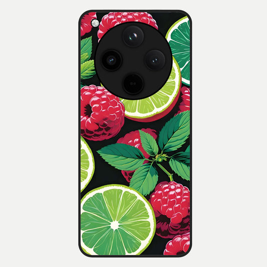  Lime and Raspberry Pattern Glass Case For Oppo Find X8 back cover – full design glossy printed glass finish