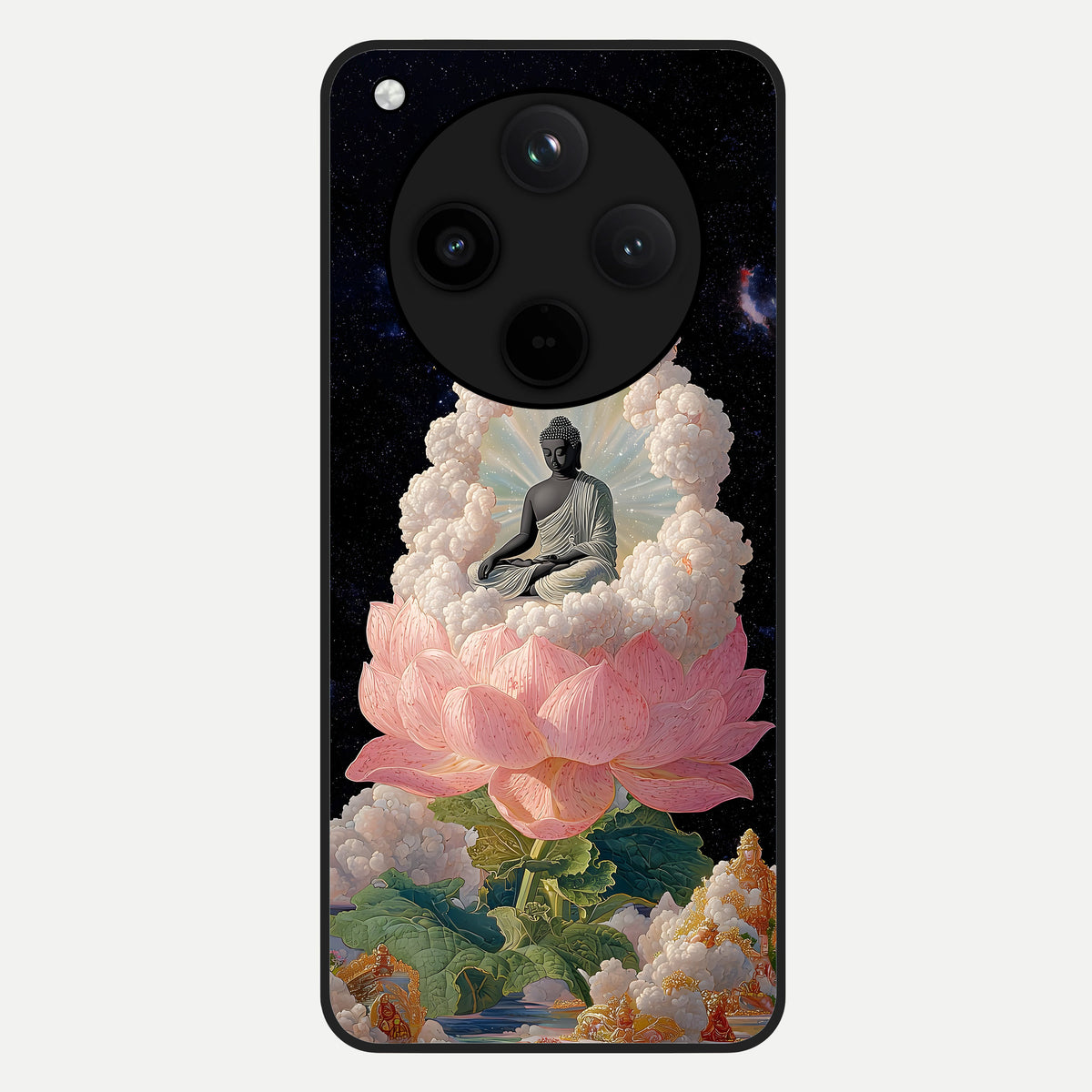  Lotus Divine Peace Glass Case For Oppo Find X8 back cover – full design glossy printed glass finish