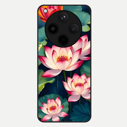  Lotus Dream Serenity Glass Case For Oppo Find X8 back cover – full design glossy printed glass finish