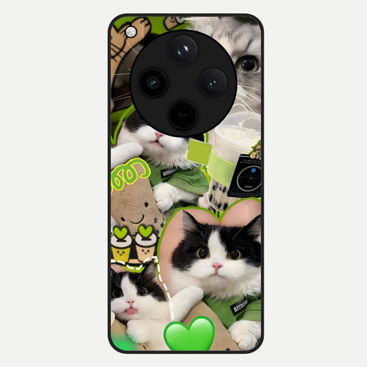  Matcha Cats Mood Glass Case For Oppo Find X8 back cover – full design glossy printed glass finish