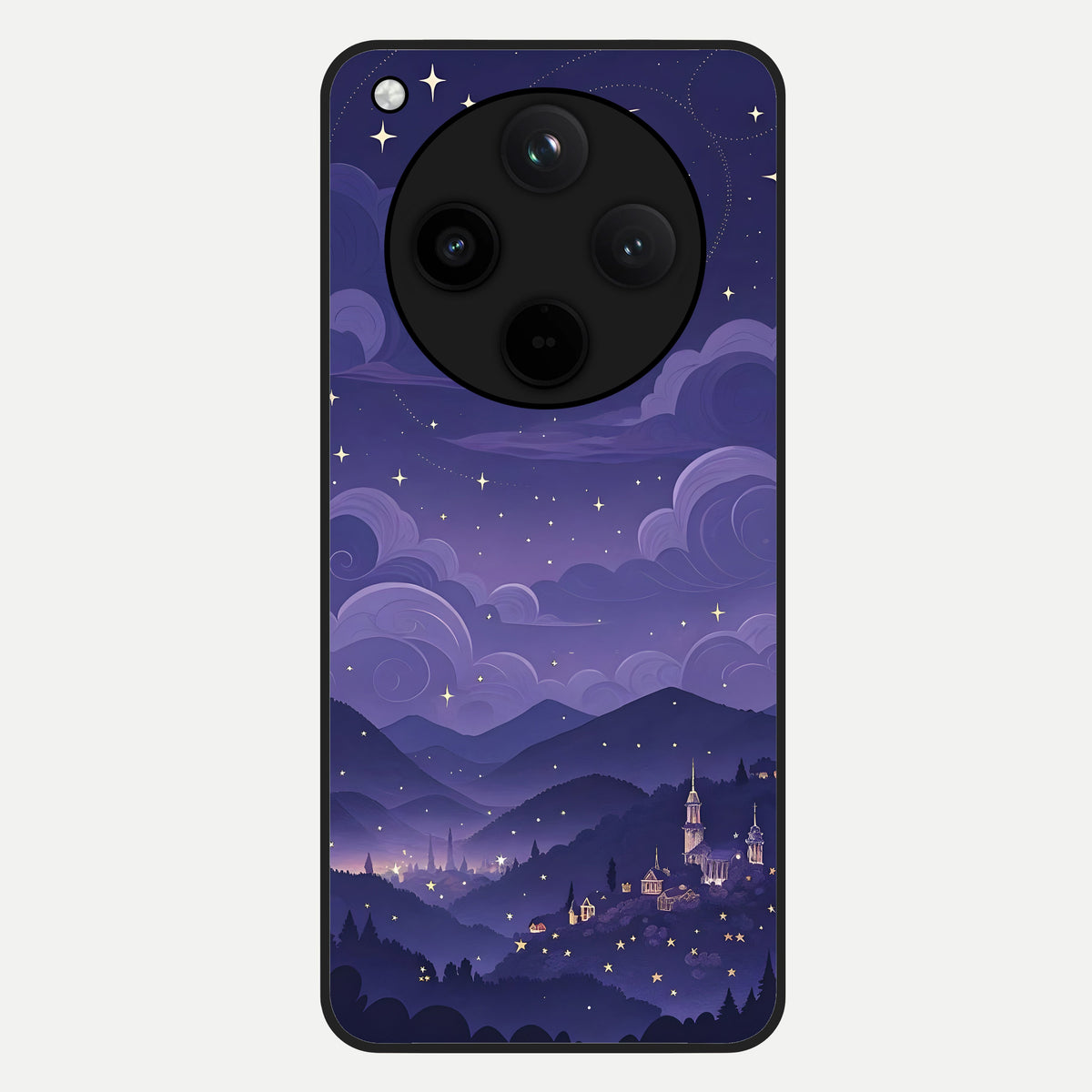  Minimal Night View Glass Case For Oppo Find X8 back cover – full design glossy printed glass finish