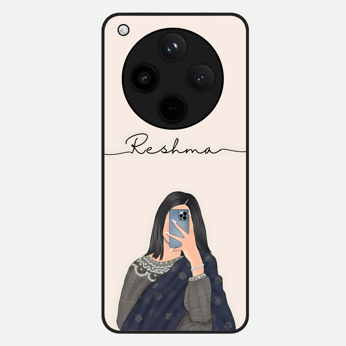  Mirror Mood Muse With Custom Name Glass Case For Oppo Find X8 back cover – full design glossy printed glass finish