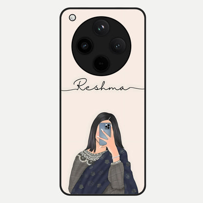  Mirror Mood Muse With Custom Name Glass Case For Oppo Find X8 back cover – full design glossy printed glass finish