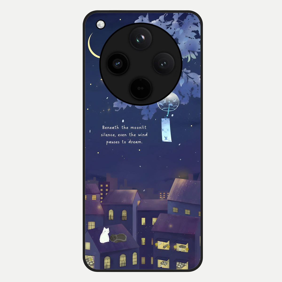  Moonlit Cat Silence Glass Case For Oppo Find X8 back cover – full design glossy printed glass finish