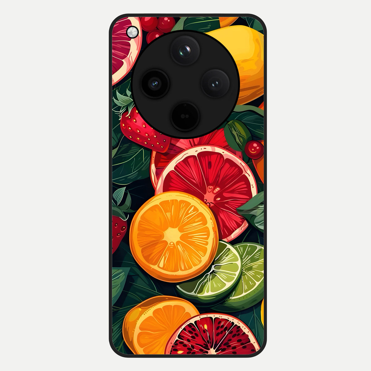  Multiple Fruits Glass Case For Oppo Find X8 back cover – full design glossy printed glass finish