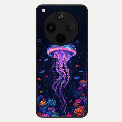  Neon Jellyfish Glass Case For Oppo Find X8 back cover – full design glossy printed glass finish
