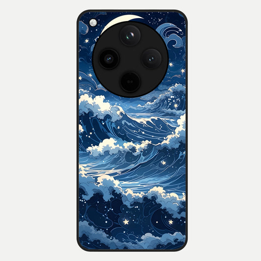  Ocean Moon Waves Glass Case For Oppo Find X8 back cover – full design glossy printed glass finish