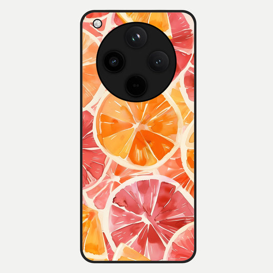  Orange Fruits Pattern Glass Case For Oppo Find X8 back cover – full design glossy printed glass finish