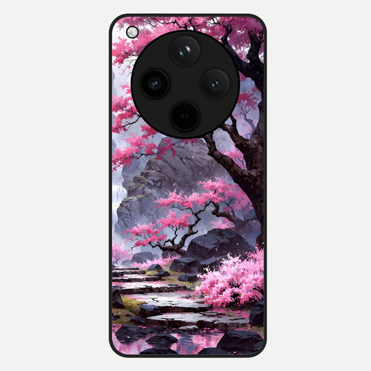  Pink Sunflower Glow Glass Case For Oppo Find X8 back cover – full design glossy printed glass finish