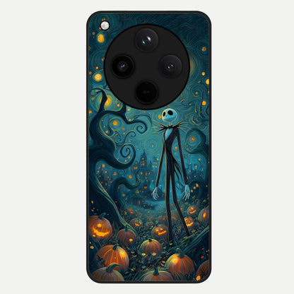  Pumpkin Moon Night Glass Case For Oppo Find X8 back cover – full design glossy printed glass finish