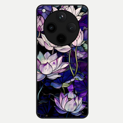  Purple Lotus Pattern Glass Case For Oppo Find X8 back cover – full design glossy printed glass finish