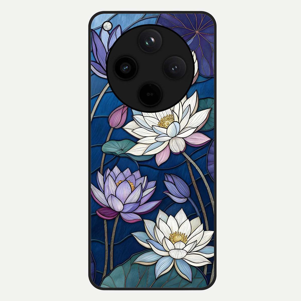  Purple Lotus Stained Glass Case For Oppo Find X8 back cover – full design glossy printed glass finish
