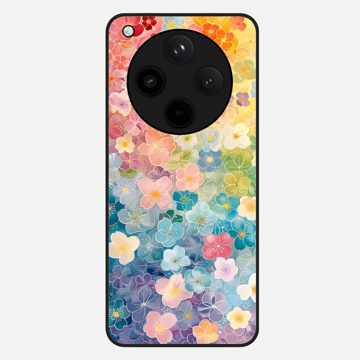  Rainbow Blossom Burst Glass Case For Oppo Find X8 back cover – full design glossy printed glass finish