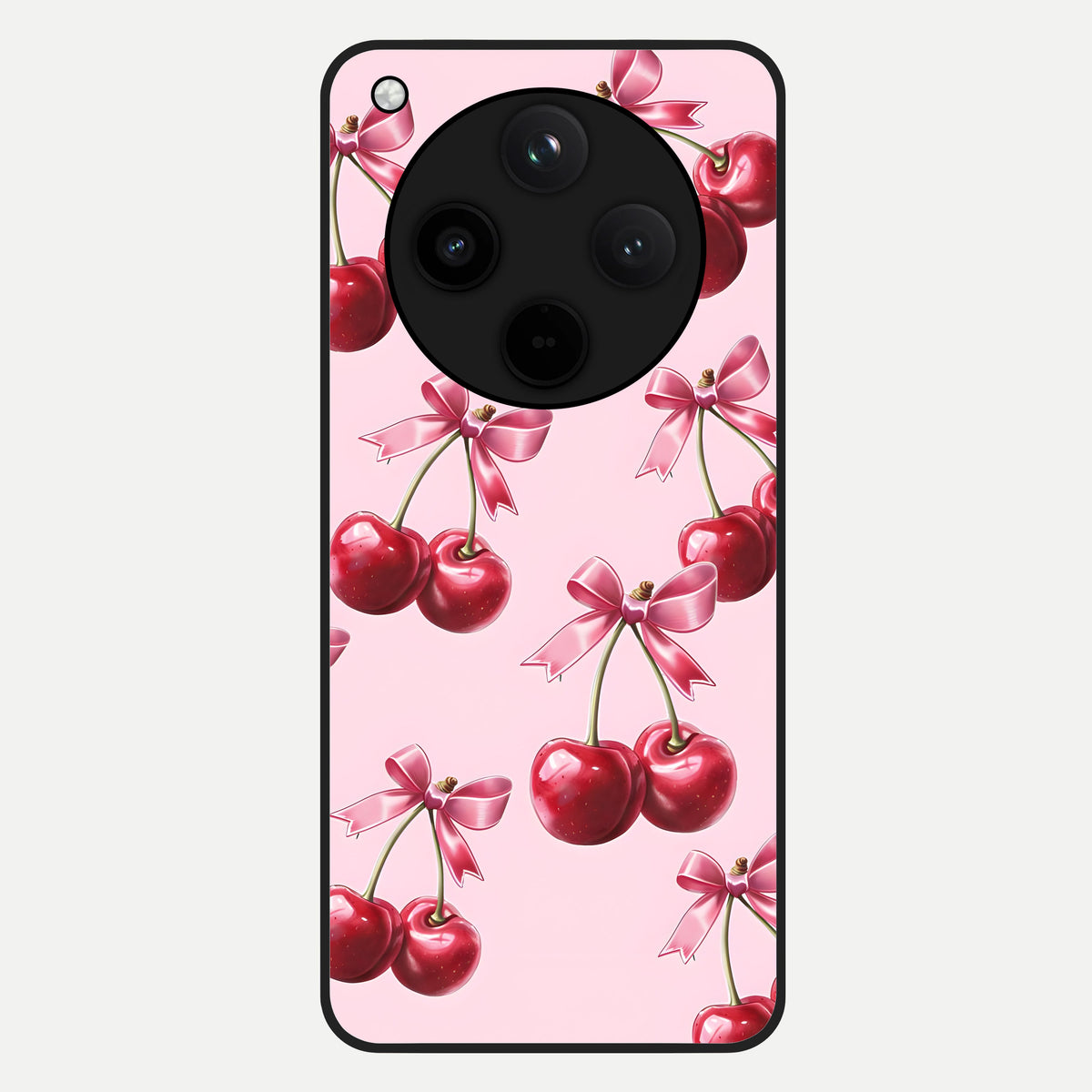  Red Cherries Pattern Glass Case For Oppo Find X8 back cover – full design glossy printed glass finish