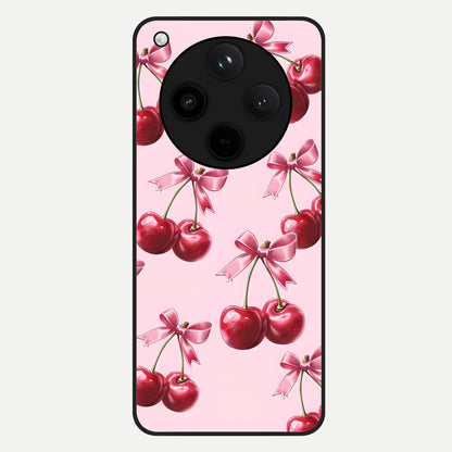  Red Cherries Pattern Glass Case For Oppo Find X8 back cover – full design glossy printed glass finish