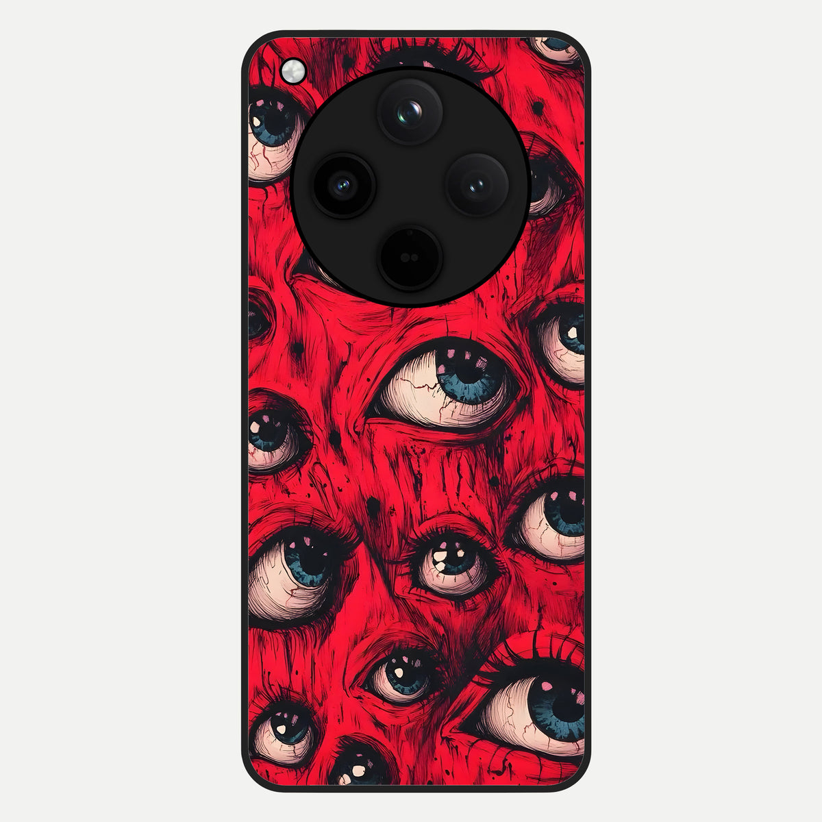  Red Eyes Pattern Glass Case For Oppo Find X8 back cover – full design glossy printed glass finish