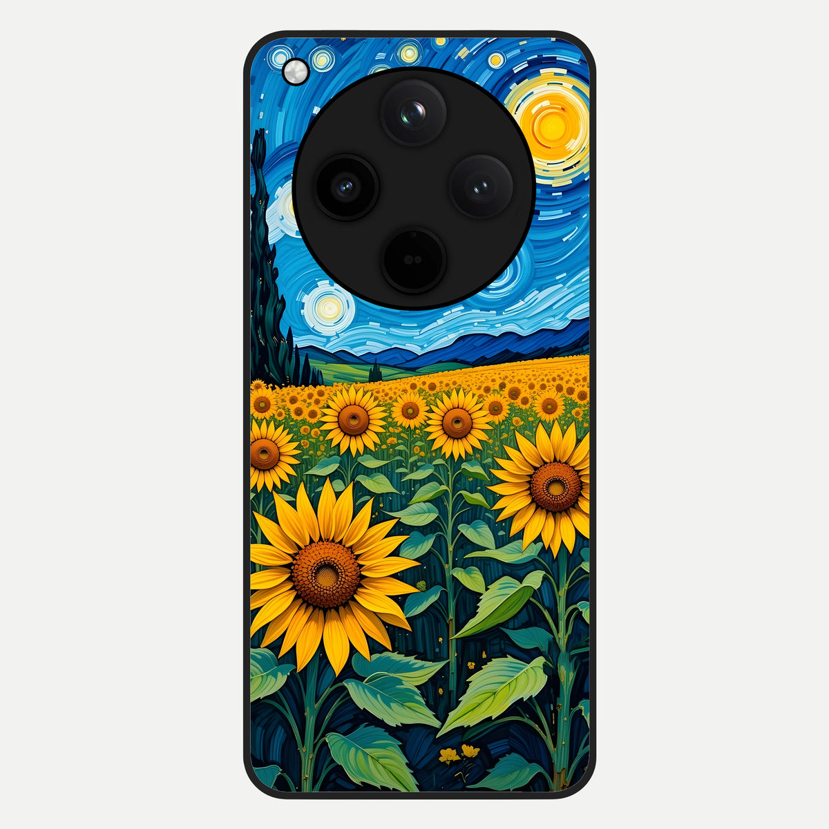  Starry Sunflower Dreams Glass Case For Oppo Find X8 back cover – full design glossy printed glass finish