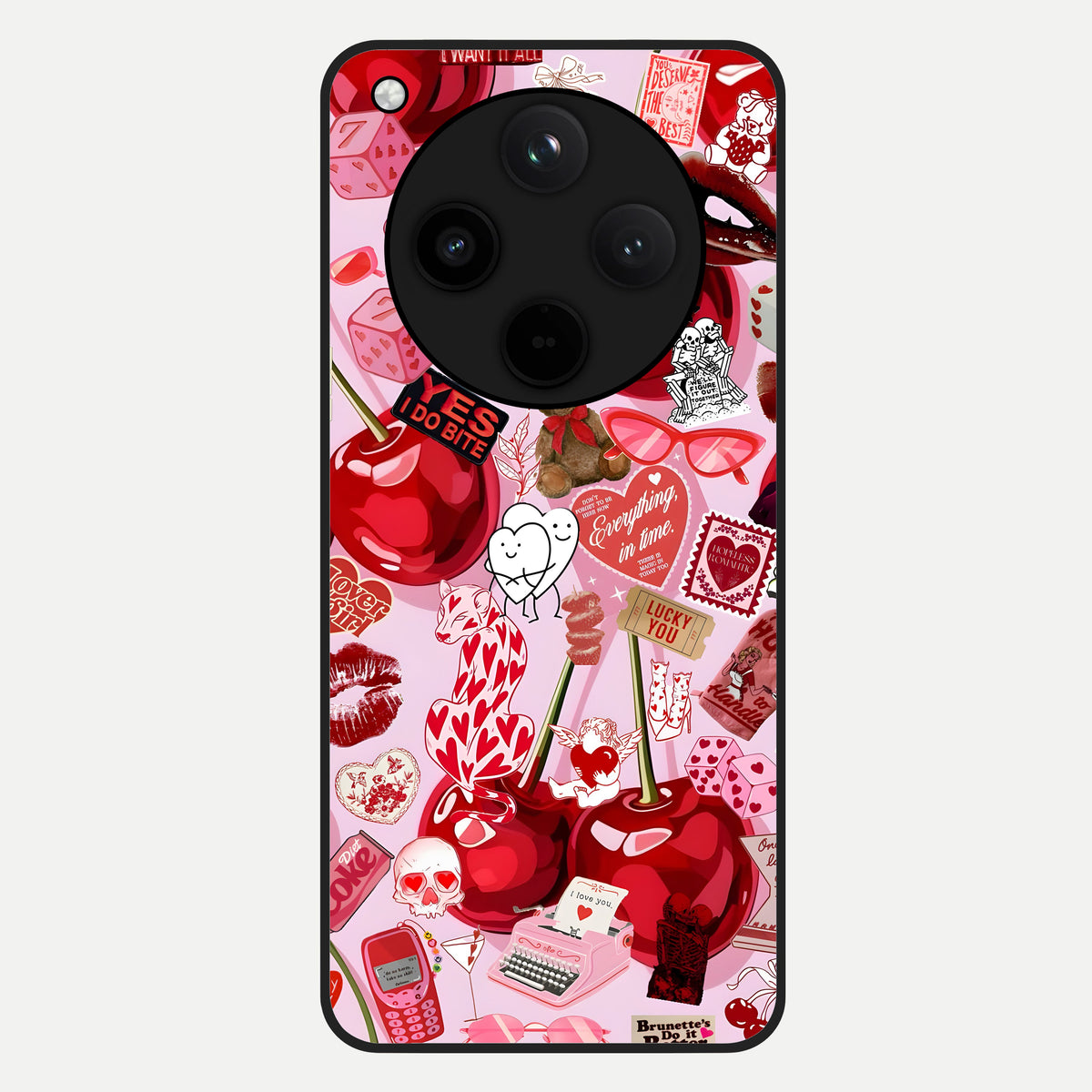  Sweet Cherry Chaos Glass Case For Oppo Find X8 back cover – full design glossy printed glass finish