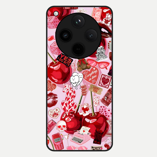 Sweet Cherry Chaos Glass Case For Oppo Find X8 back cover – full design glossy printed glass finish