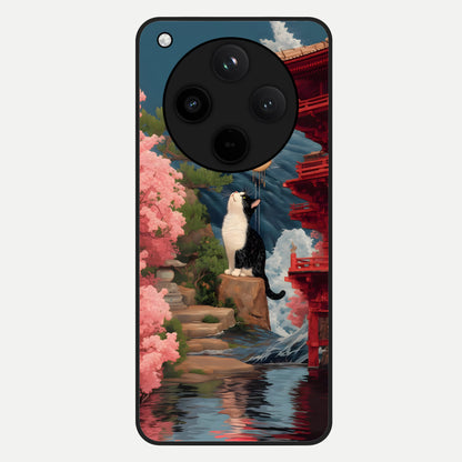  Temple Cat Scenery Glass Case For Oppo Find X8 back cover – full design glossy printed glass finish