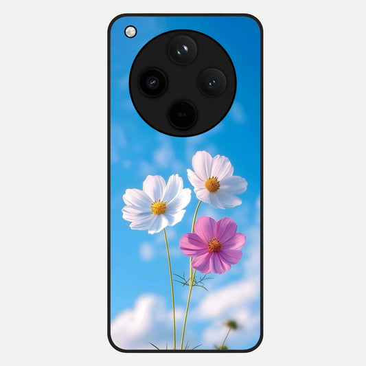  Tripple Flowers With Sky Glass Case For Oppo Find X8 back cover – full design glossy printed glass finish