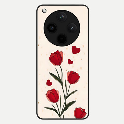  Tulip With Heart Glass Case For Oppo Find X8 back cover – full design glossy printed glass finish