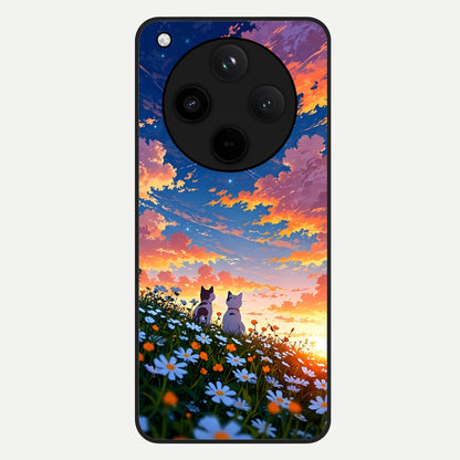  Two Cats Friends Glass Case For Oppo Find X8 back cover – full design glossy printed glass finish