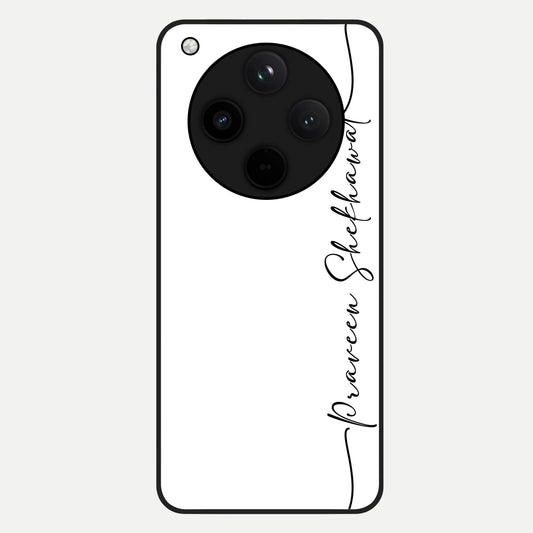  White Tune Custom Name Glass Case For Oppo Find X8 back cover – personalized glossy printed glass finish
