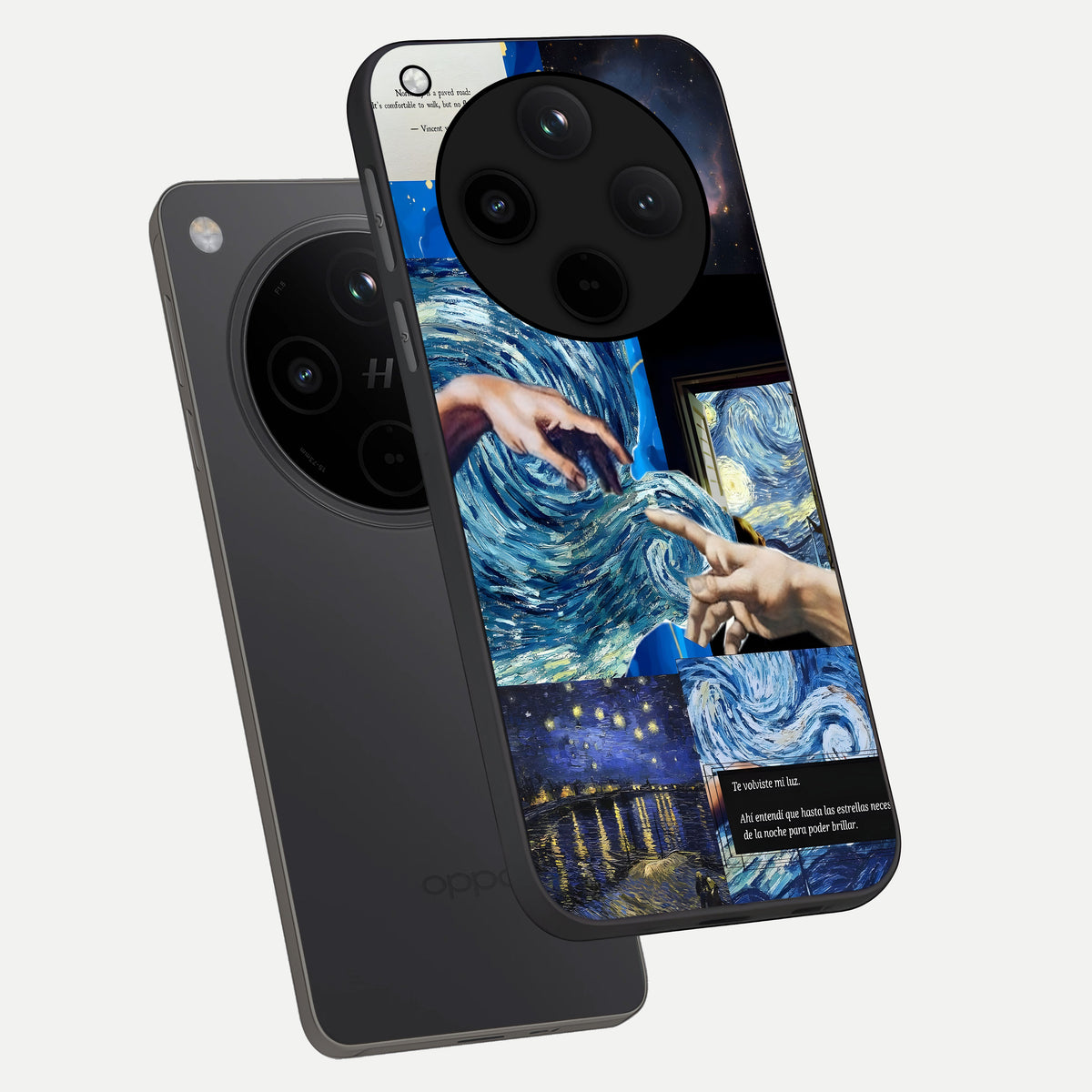  Aesthetic Vando Hands phone case For Oppo Find X8 showing premium glass back cover with detailed artwork