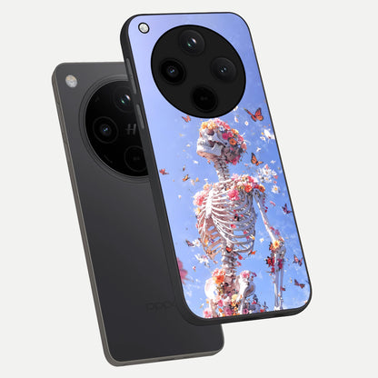  Bloom Beyond Bones phone case For Oppo Find X8 showing premium glass back cover with detailed artwork