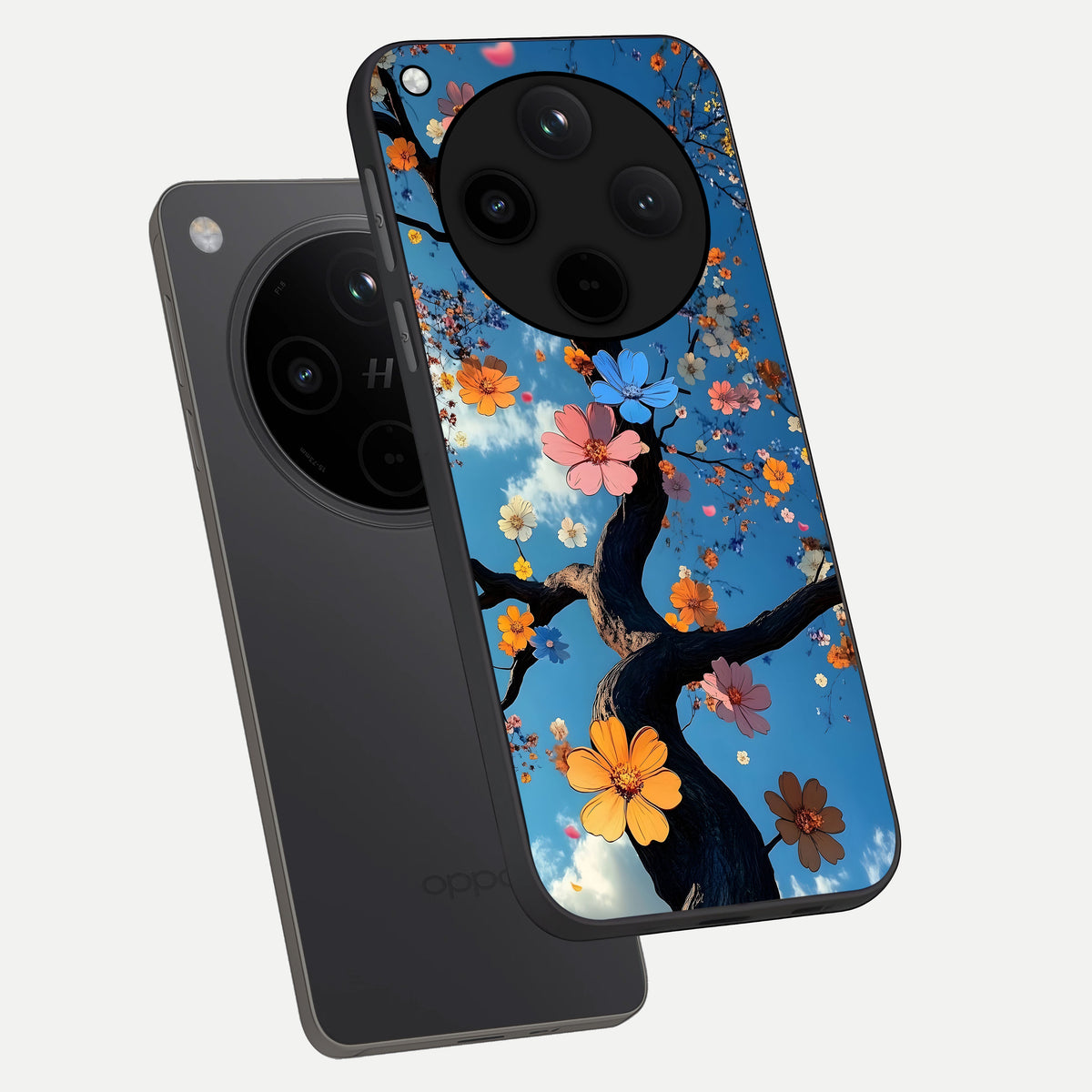  Blossom Dream Sky phone case For Oppo Find X8 showing premium glass back cover with detailed artwork