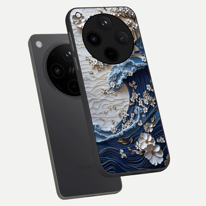  Blossom Wave Art phone case For Oppo Find X8 showing premium glass back cover with detailed artwork