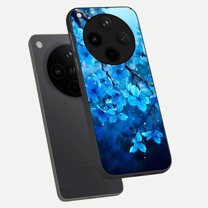  Blue Blossoms Branch phone case For Oppo Find X8 showing premium glass back cover with detailed artwork