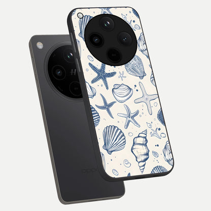  Blue Ocean Outline phone case For Oppo Find X8 showing premium glass back cover with detailed artwork