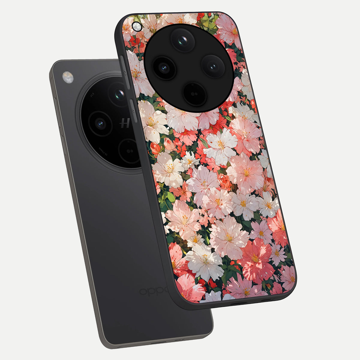  Blush Bloom Field phone case For Oppo Find X8 showing premium glass back cover with detailed artwork