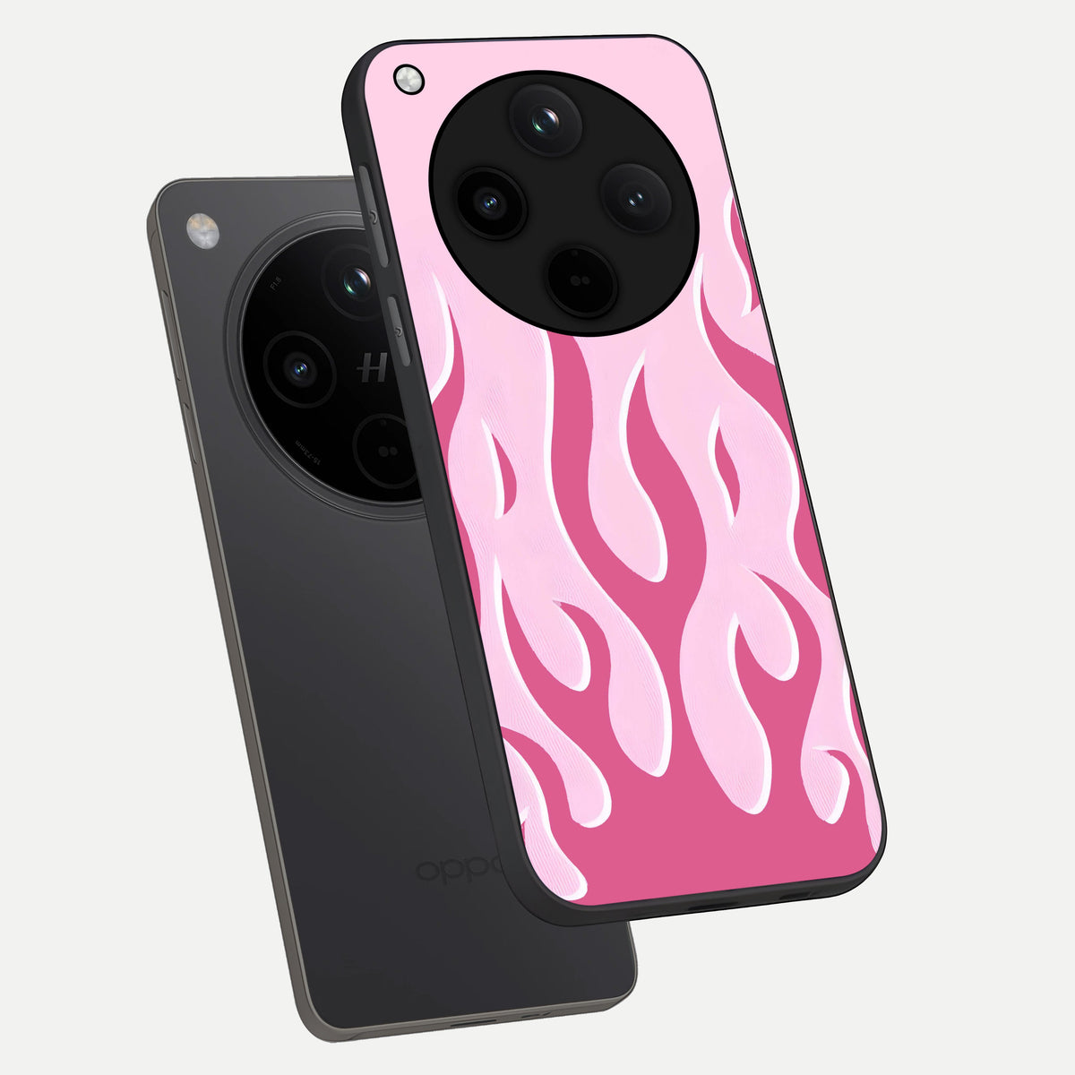  Blush Flame Energy phone case For Oppo Find X8 showing premium glass back cover with detailed artwork