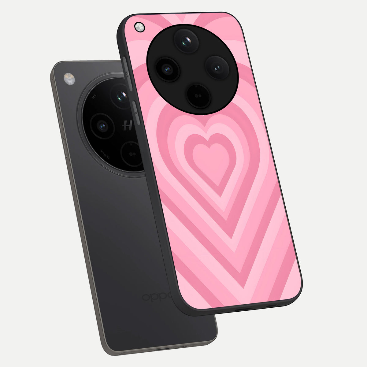  Blush Heart Waves phone case For Oppo Find X8 showing premium glass back cover with detailed artwork