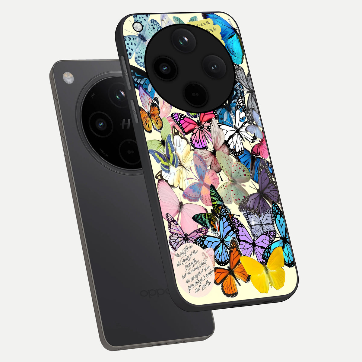  Butterflies Petal Dream phone case For Oppo Find X8 showing premium glass back cover with detailed artwork