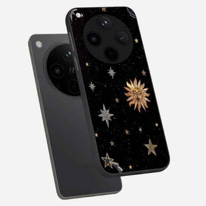  Celestial Moon With Stars phone case For Oppo Find X8 showing premium glass back cover with detailed artwork