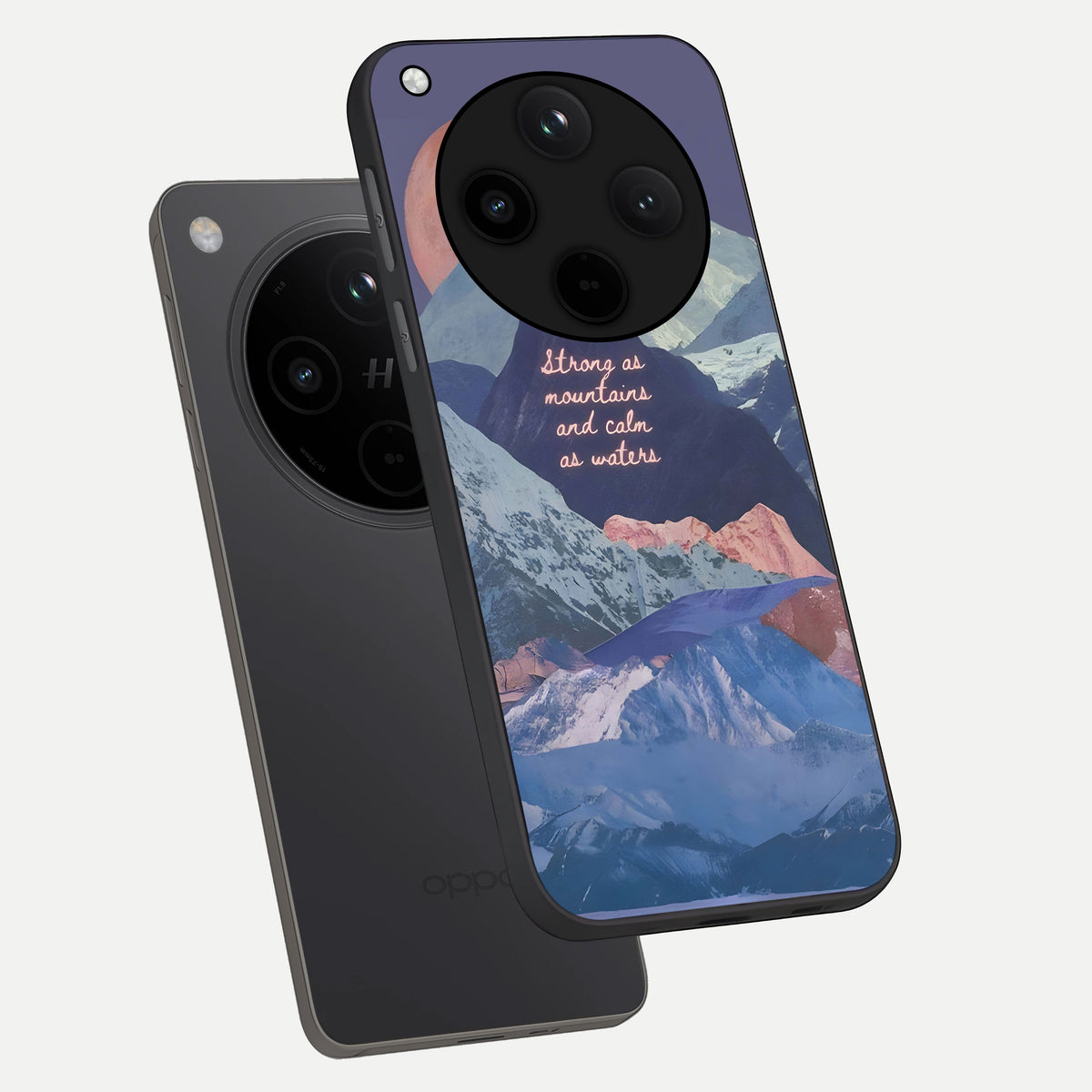  Celestial Mountain Calm phone case For Oppo Find X8 showing premium glass back cover with detailed artwork