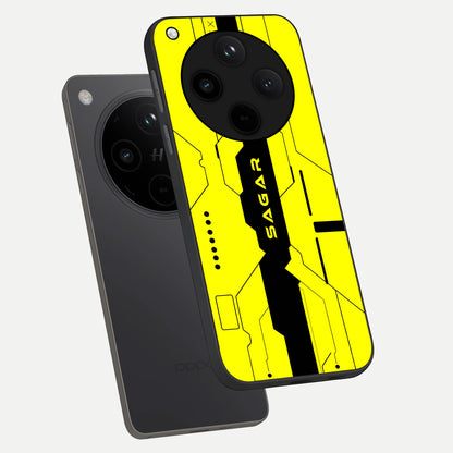  Circuit CYBERPUNK Custom Name phone case For Oppo Find X8 showing premium glass back cover with detailed artwork