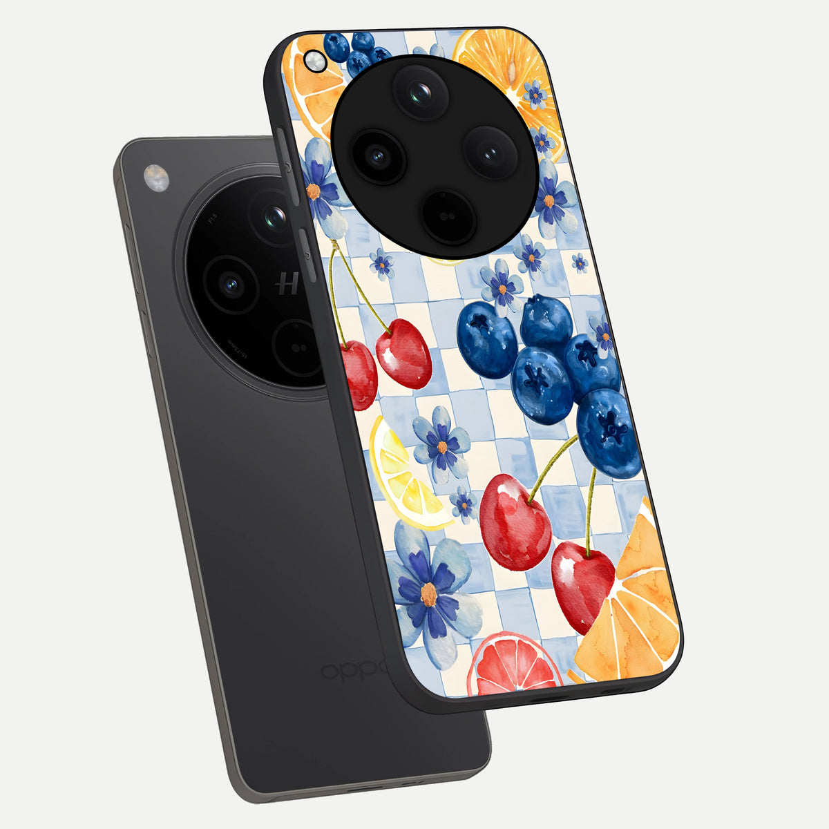  Citrus Bloom Joy phone case For Oppo Find X8 showing premium glass back cover with detailed artwork