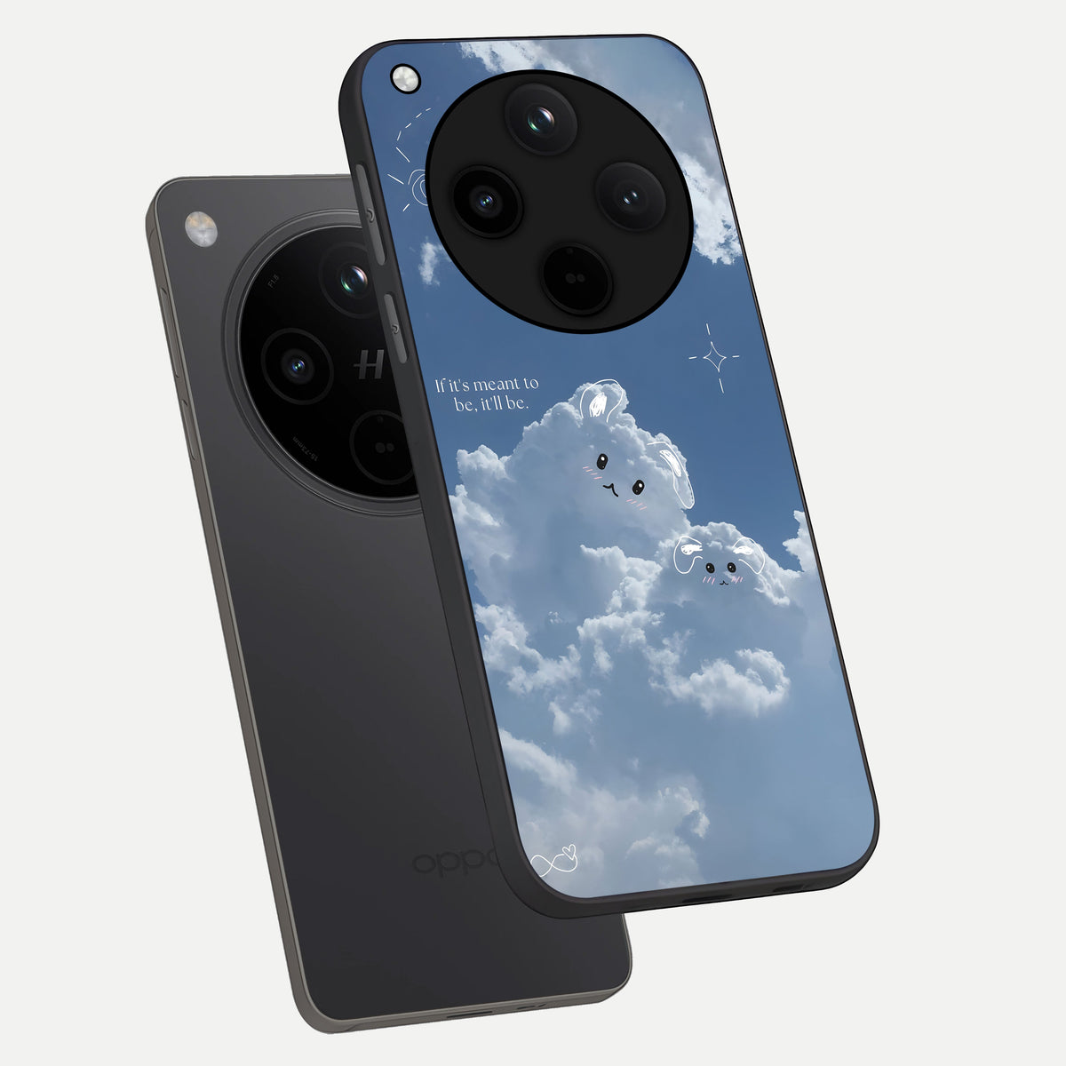  Cloud Bunny Dreams phone case For Oppo Find X8 showing premium glass back cover with detailed artwork