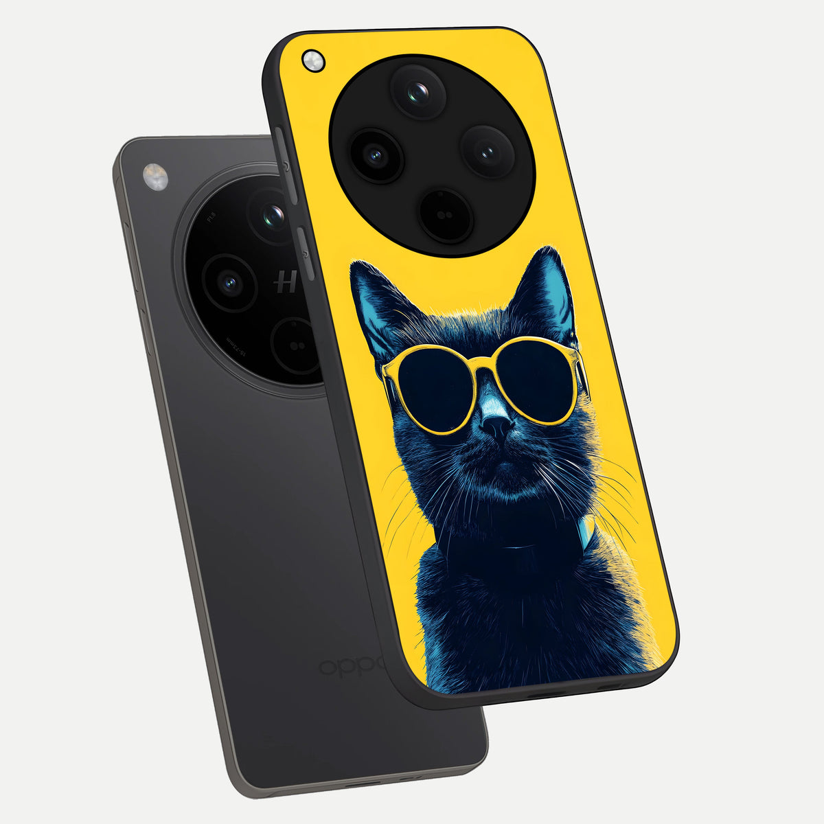  Cool Cat Vibes phone case For Oppo Find X8 showing premium glass back cover with detailed artwork