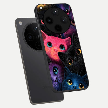  Cosmic Cats Dreams phone case For Oppo Find X8 showing premium glass back cover with detailed artwork