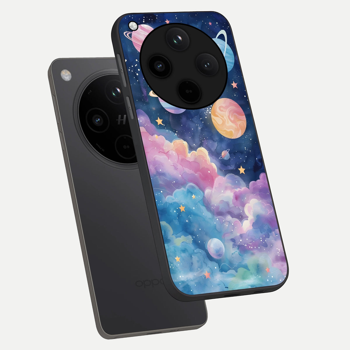  Cosmic Planet Dreams phone case For Oppo Find X8 showing premium glass back cover with detailed artwork